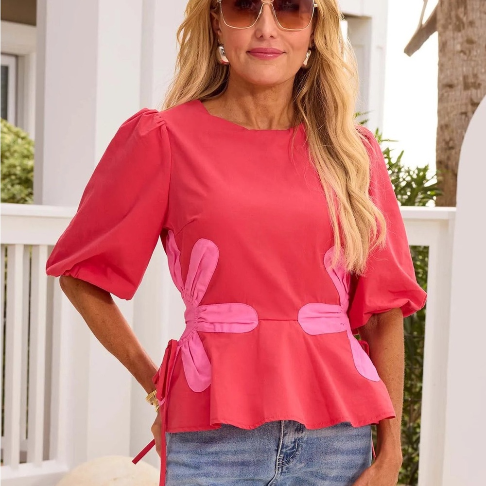 Strut & Bolt Elegant Red and Pink Women's Top MEDIUM
